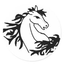 AE- Awesome Horse Art  Design Round Stickers