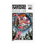 Aelita and Jax - Witch and Cat Postage Stamp