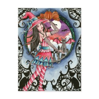 Aelita and Jax - Witch and Cat Postcard postcard