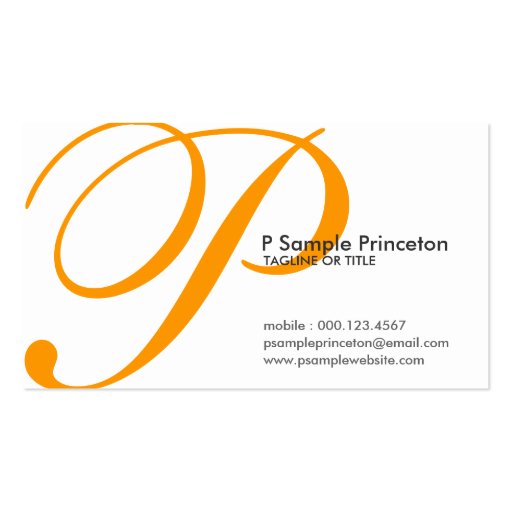 aerial initial : orange business card template (front side)