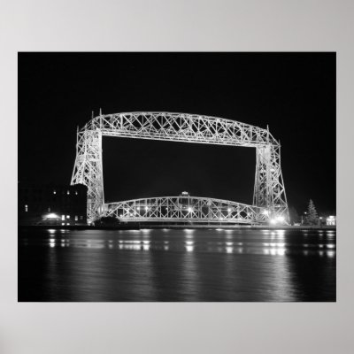 Aerial Lift Bridge Black & White photo Poster by MinnesotaMerch