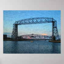 Aerial Lift Bridge Close Up-Painting Print