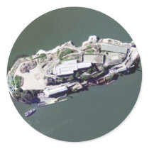 Aerial photograph of Alcatraz Round Stickers