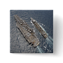 Aerial view of aircraft carrier USS Ronald Reag Pinback Buttons