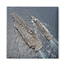 Aerial view of aircraft carrier USS Ronald Reag Fridge Magnet