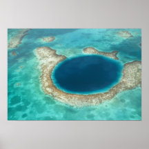 Aerial view of Blue Hole, sailboat anchored Posters