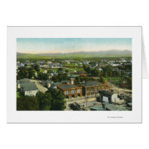 Aerial View of City, Fire Station & Municipal Greeting Cards