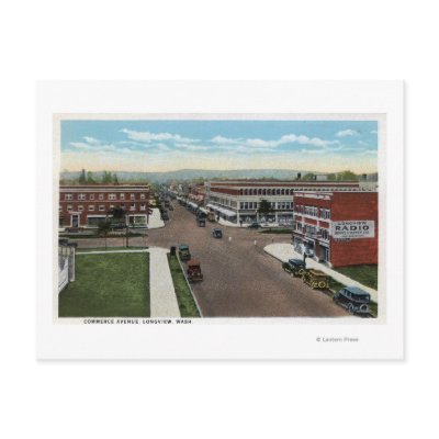 Aerial View of Commerce Avenue Postcard by LanternPress