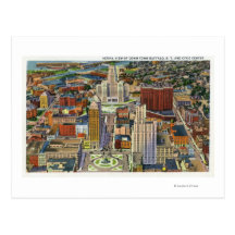 Aerial View of Downtown and the Civic Center Postcard