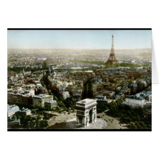 Aerial View of Paris, France Vintage card
