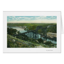 Aerial View of Rondout Creek and Wilbur Bridge Greeting Cards