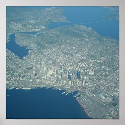 Aerial view of Seattle Posters by sbkerrick