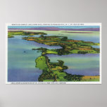 Aerial View of the Lake, NY and VT Split Poster