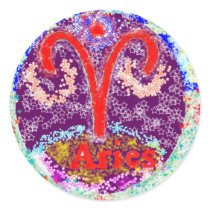 AERIES Astrology symbol Round Stickers