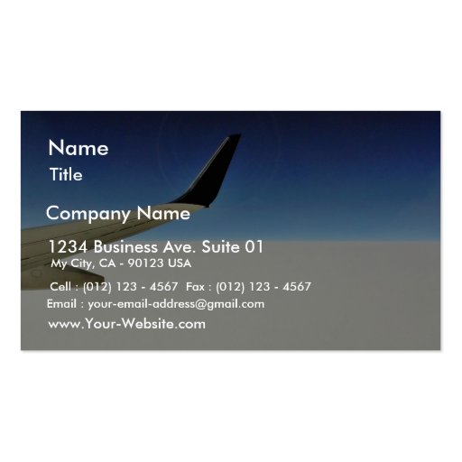 Aeroplane In The Sky Business Card Templates