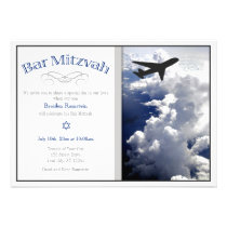 Aeroplano sobre las invitaciones de Mitzvah de la  invitaciones
