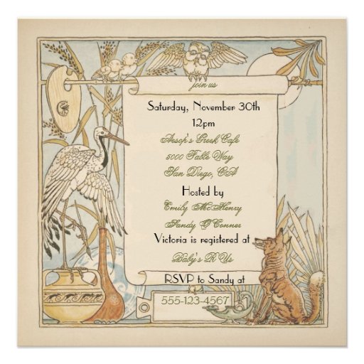 Aesop's Storybook Baby Shower Invitations