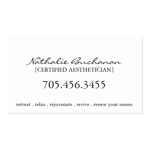Aesthetician and Nail Technician Business Card (back side)