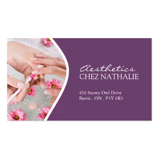 Aesthetician and Nail Technician Business Card (front side)