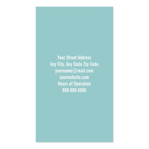 Aesthetician Business Card (back side)