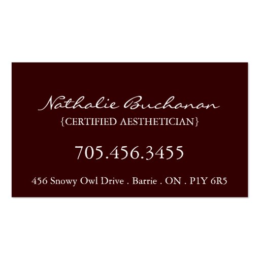 Aesthetician ~ Business Card (back side)