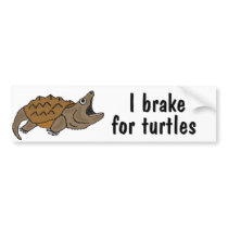 AF- I Brake for Turtles Snapping Turtle Sticker Bumper Sticker