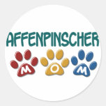 AFFENPINSCHER MOM Paw Print Round Sticker