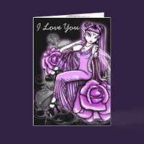 "Affinity" Pink Rose Fairy Art Avery Card cards