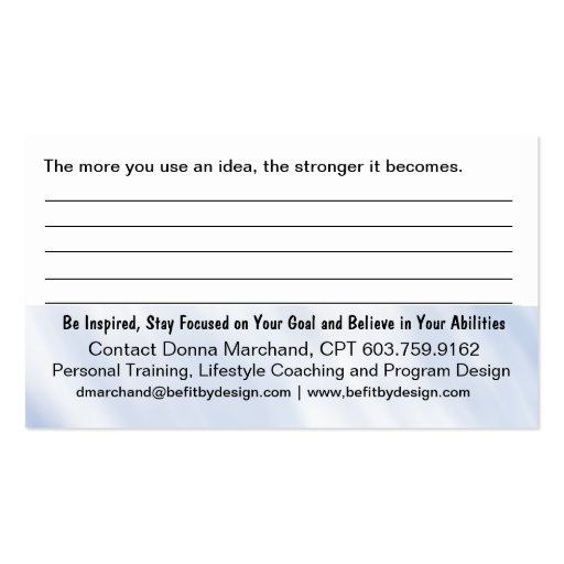 Affirmation Business Card (back side)