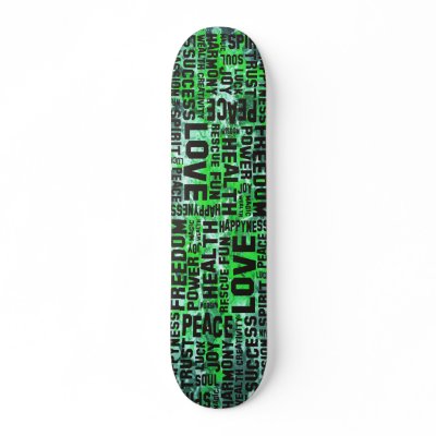 affirmations black - green paint skate board by EDDArtSHOP