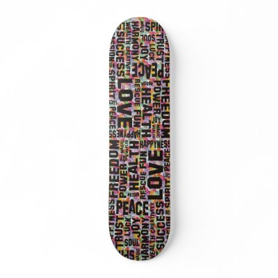 affirmations black - heart pattern skateboards by EDDArtSHOP