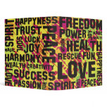 affirmations black - pink green splatter vinyl binders