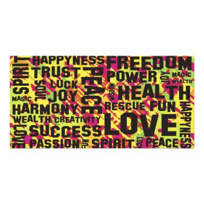 affirmations black - pink green splatter personalized photo card by EDDArtSHOP