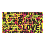 affirmations black - pink green splatter personalized photo card