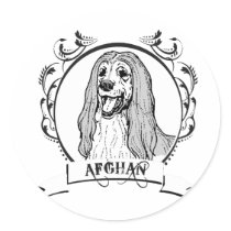 AFGHAN HOUND (2) ROUND STICKERS