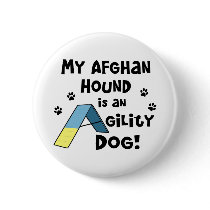 Afghan Hound Agility Dog Button