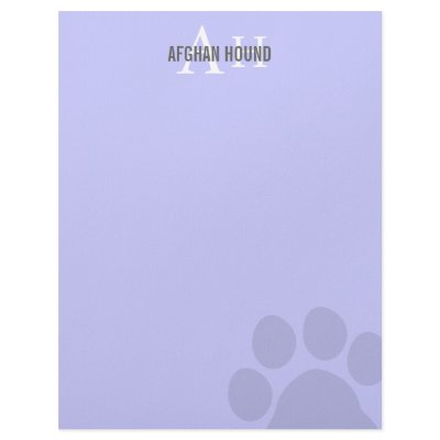 Afghan Hound Breed Monogram Custom Letterhead by FCACshelter