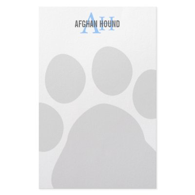 Afghan Hound Breed Monogram Personalized Stationery by FCACshelter