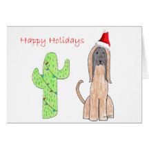 Afghan Hound Cactus Christmas Greeting Card