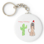 Afghan Hound Cactus Christmas Key Chain