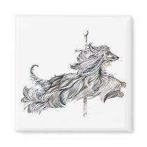 Afghan Hound Carousel Jump Fridge Magnets