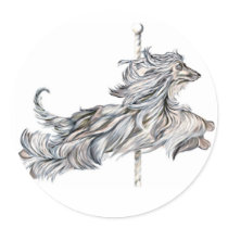 Afghan Hound Carousel Jump Round Sticker