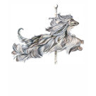 ladies_fitted_longsleeve - Afghan Hound Carousel design Two in a Series of Two - Jumping Afghan Hound in shades of blues, tans and similar pastel colors.