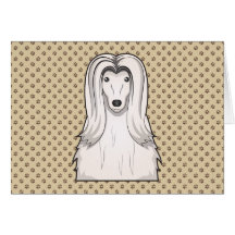 Afghan Hound Cartoon Portrait Greeting Card