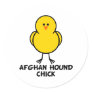 Afghan Hound Chick Round Sticker