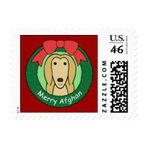 Afghan Hound Christmas Postage Stamps