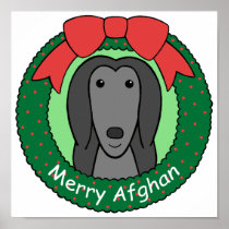 Afghan Hound Christmas Poster