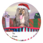 Afghan Hound Christmas Surprise Gift Tags Round Sticker