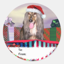 Afghan Hound Christmas Surprise Gift Tags stickers