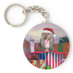 Afghan Hound Christmas Surprise Key Chain